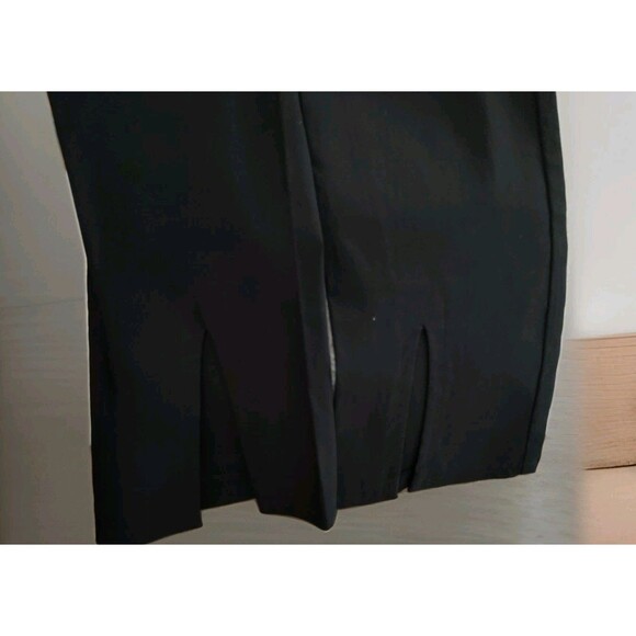 Vintage Bebe Black Pants Size 2 Side Zip Slit Back Legs Back Belt Design High... - Picture 5 of 10